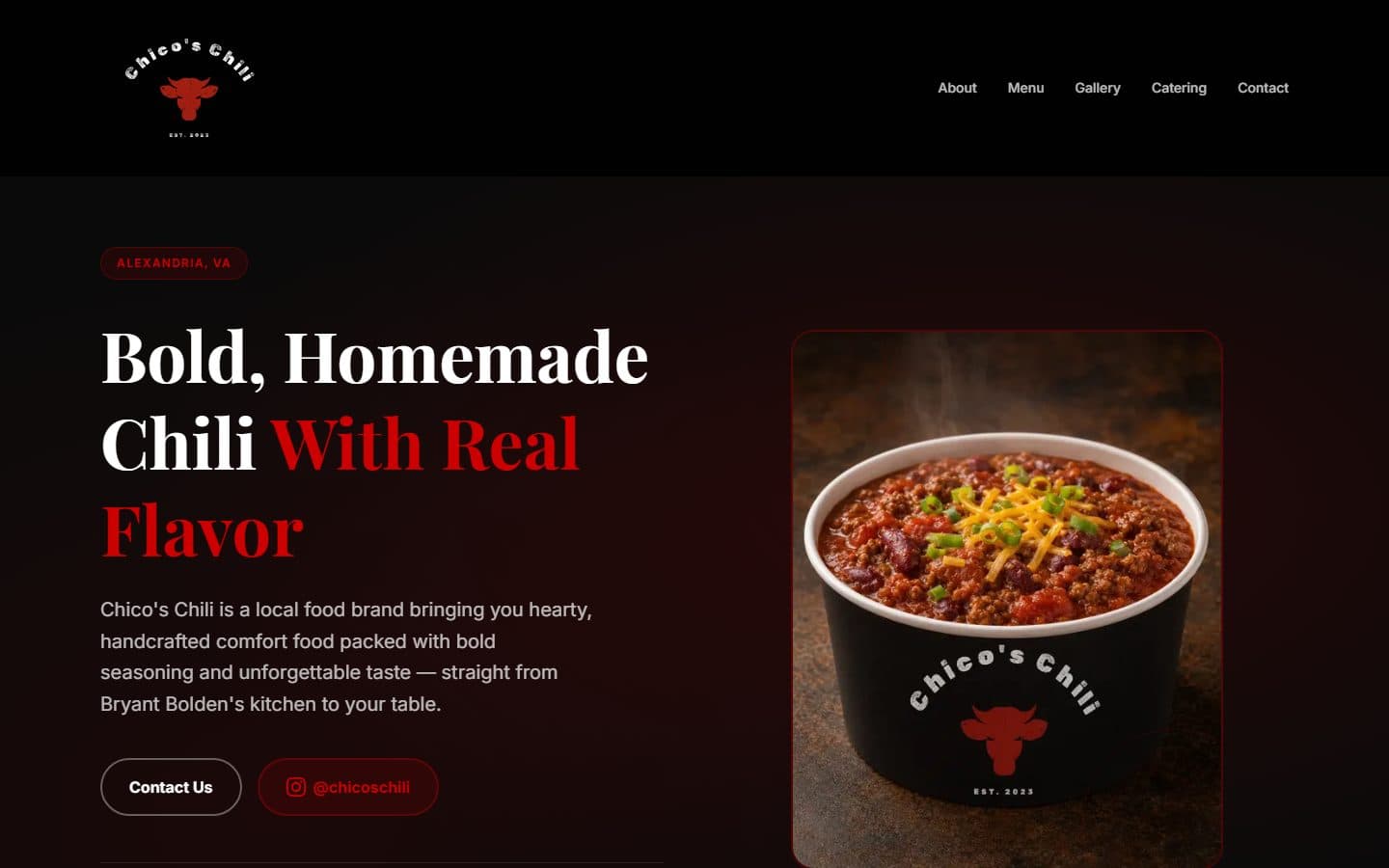 Homepage of Chico's Chili's website, built by BashNTech